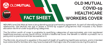  NEHAWU Fact Sheet - Old Mutual COVID-19 Healthcare Workers Cover 